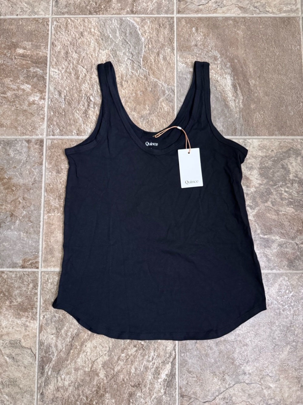 Quince Women's Size S Double Scoop Neck Tank Top Black Cotton Modal
